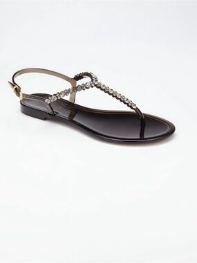 Women Black Jelly Sandals with Swarovski Crystal Size 40 MENGHI